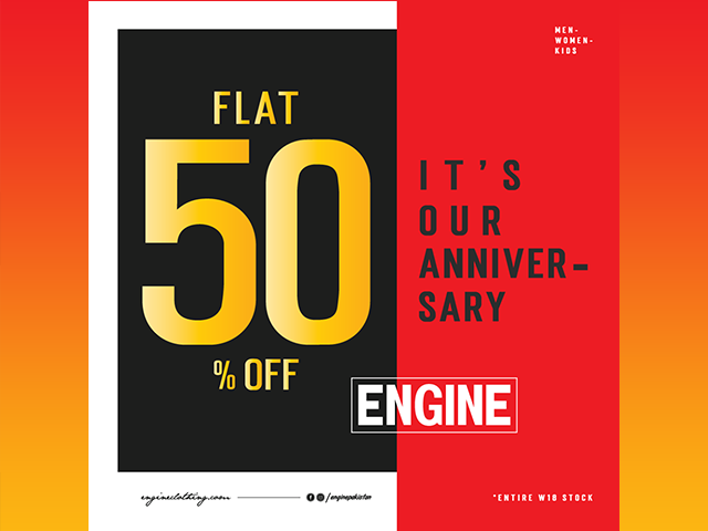 Engine Anniversary Sale 2019 - Get Flat 50% off - Engine Clothing Sale