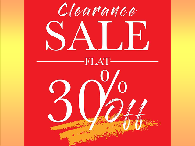 Kayseria Clearance Sale! FLAT 30% OFF on ENTIRE STOCK from 2nd October 2019