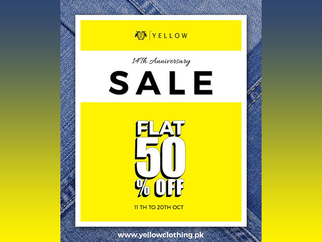 Yellow anniversary sale 2019! FLAT 50% OFF on the Entire Stock