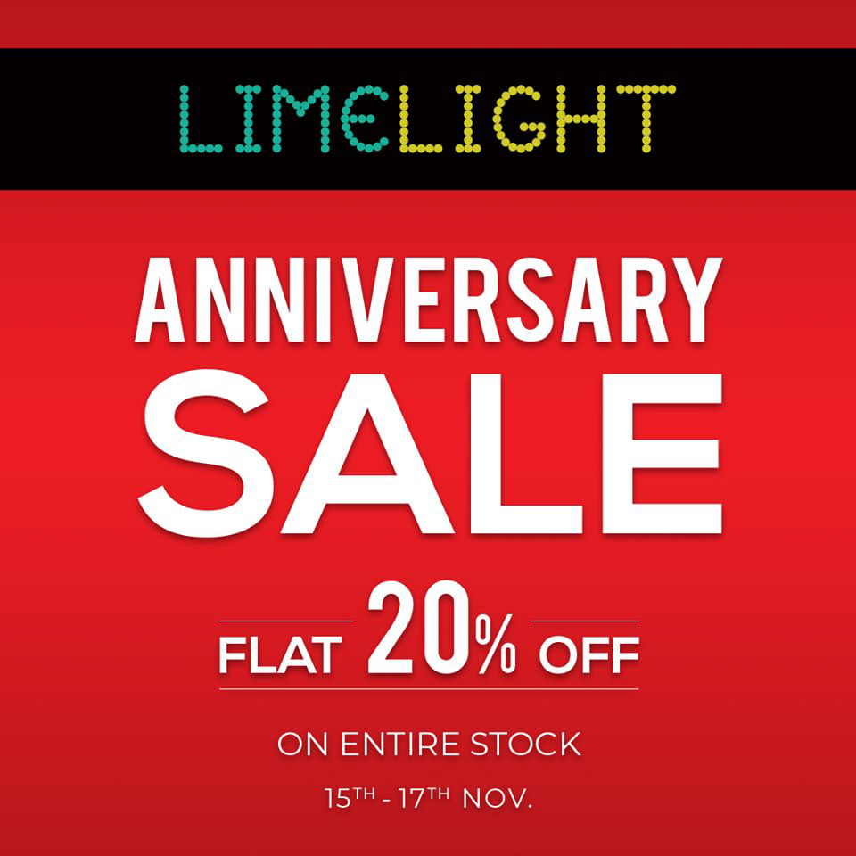 LIME LIGHT Anniversary Sale! Flat 20% off till 17th November 2019