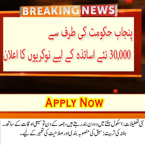 Good News Punjab Government 30,000 New Teaching Jobs Scheme