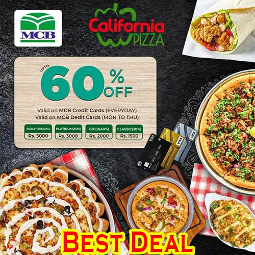 Packages Mall - California Pizza - Discount 20% on Entire Menu